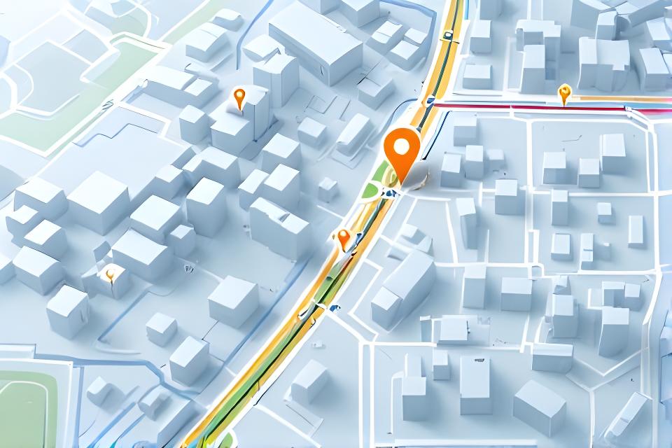 Ansicht einer hellen Stadtkarte mit markierter Baustoff-Standortfläche in Zürich