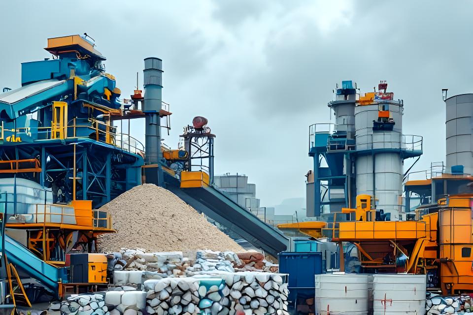 Recycling-Baustoffe und moderne Produktionsanlage von Müller & Meier Zement GmbH mit sauber sortierten Rohmaterialien